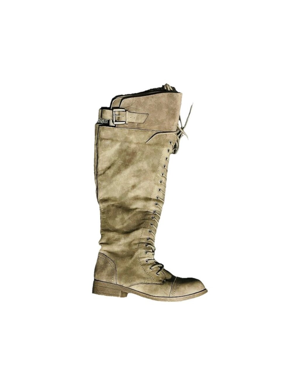 Madden Girl Shoes Womens Size 8 Taupe Tall Boots Lace Zip Up Knee High Heeled